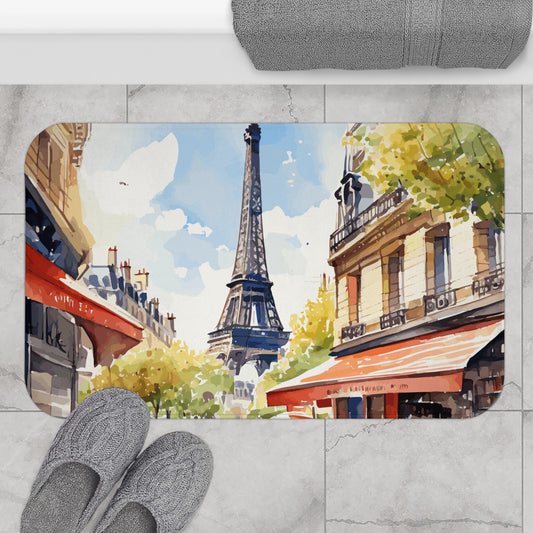 Parisian Dream Painting Bath Mat - Eiffel Tower Design for Home Decor