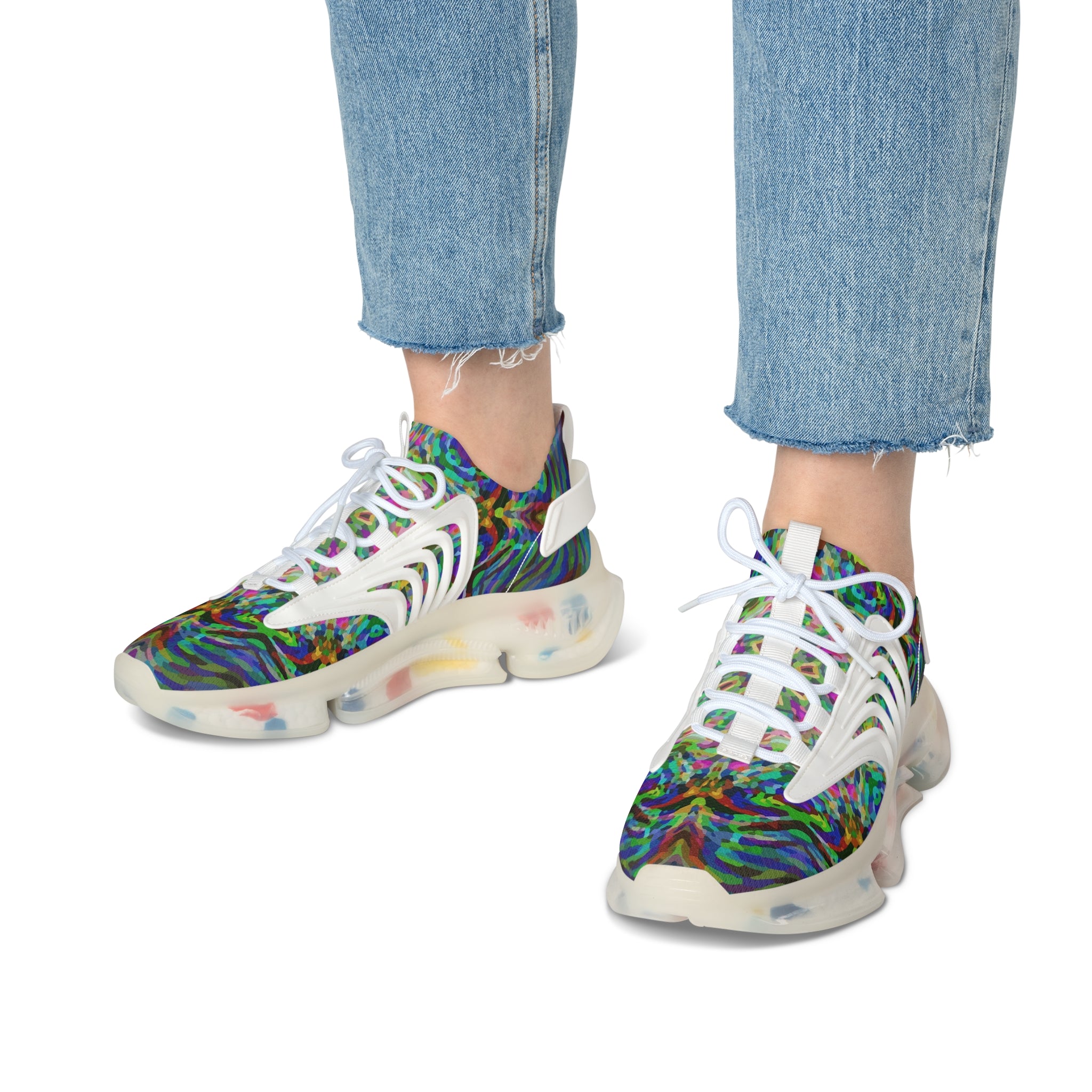 Women's Teal Watercolors Mesh Sneakers