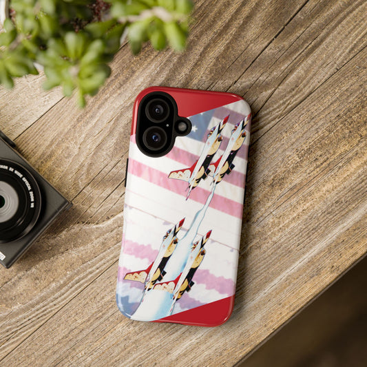 Funda para teléfono resistente roja del avión de combate de EE. UU.