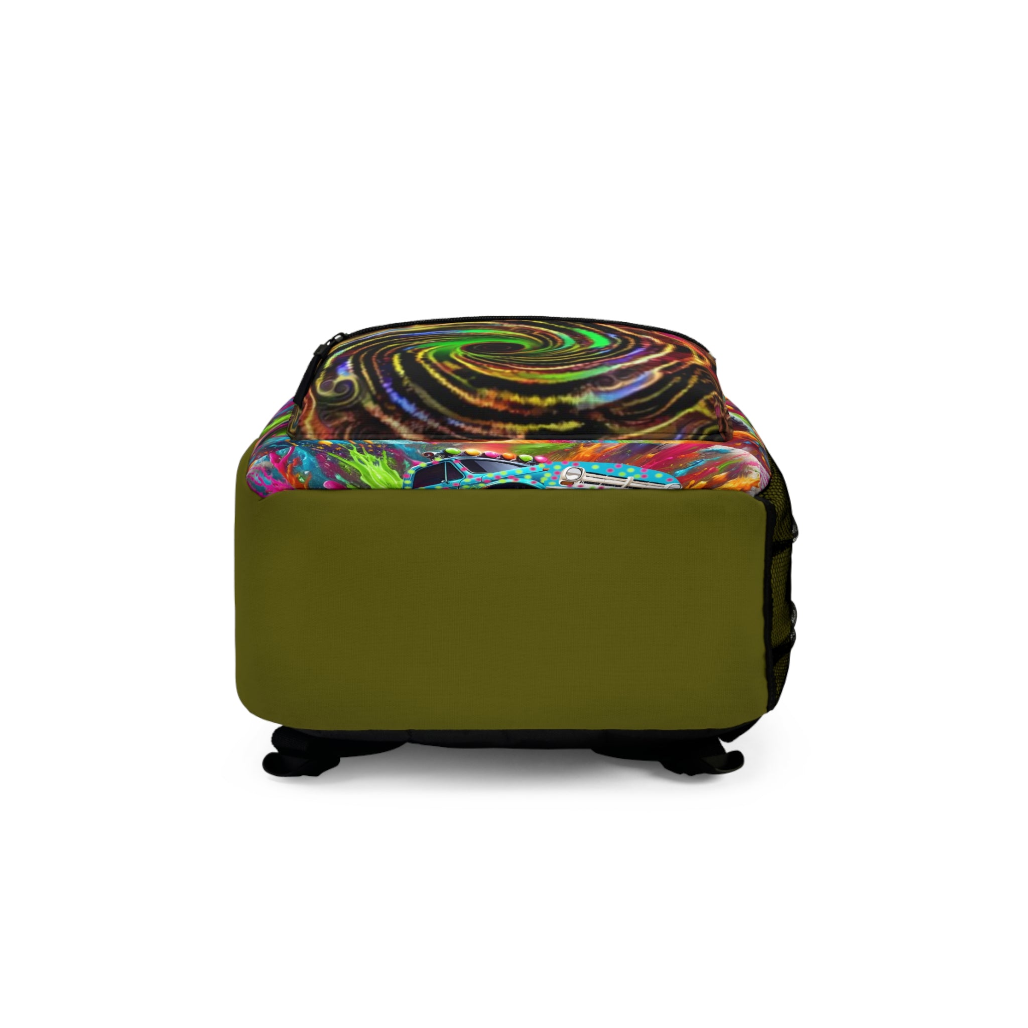 Monster Truck Backpack — Personalized  Name Kids School Bag with Neon Swirl Design