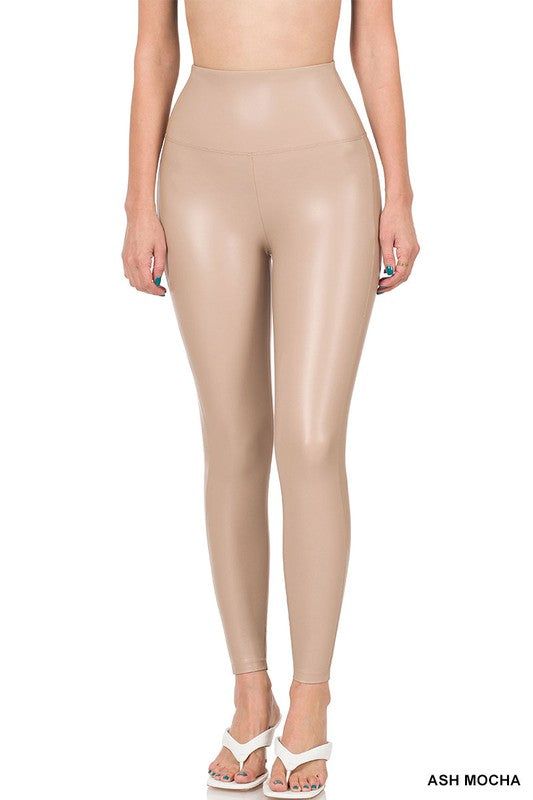 Women's High Rise Faux Leather Leggings