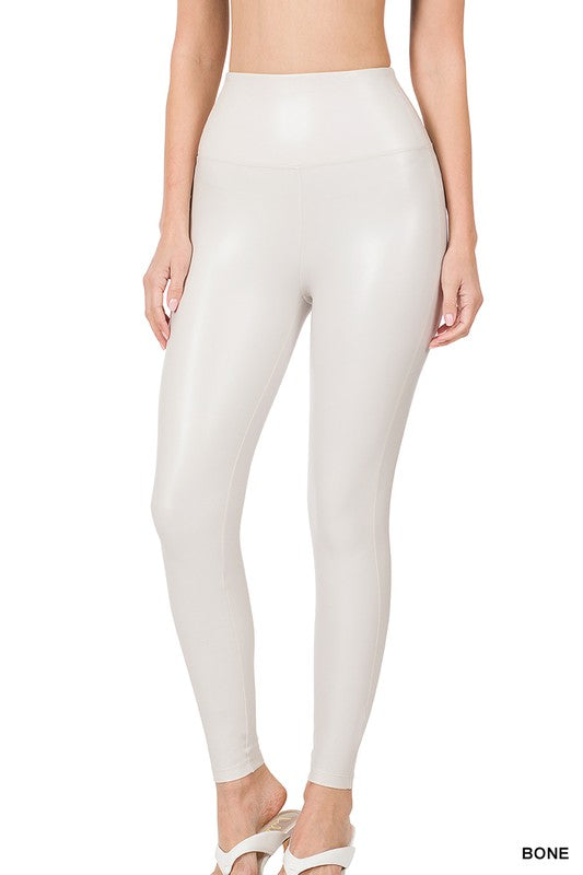 Women's High Rise Faux Leather Leggings