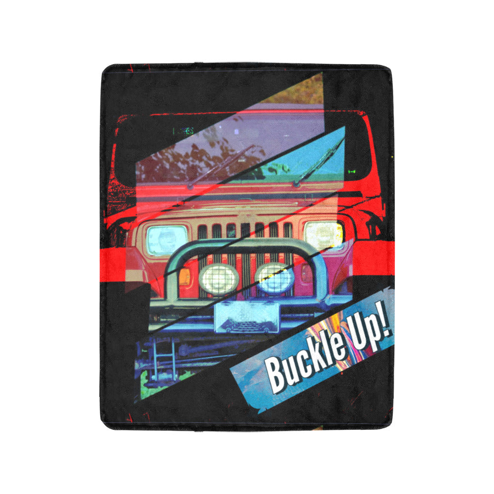 Buckle Up Red 4 x 4 Ultra-Soft Micro Fleece Blanket 40