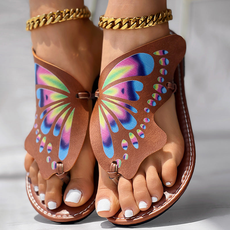 Butterfly Comfortable Summer Round Toe Flip Flops Casual Women's Footwear