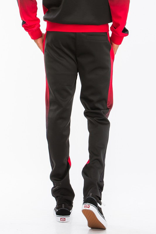 Men's Black & Red Full Zip Ombre 2-piece Track Suit