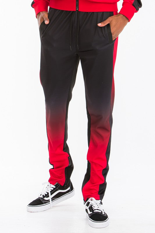 Men's Black & Red Full Zip Ombre 2-piece Track Suit