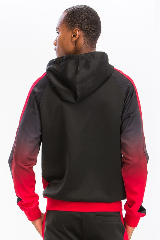 Men's Black & Red Full Zip Ombre 2-piece Track Suit