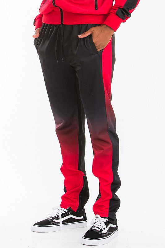 Men's Black & Red Full Zip Ombre 2-piece Track Suit