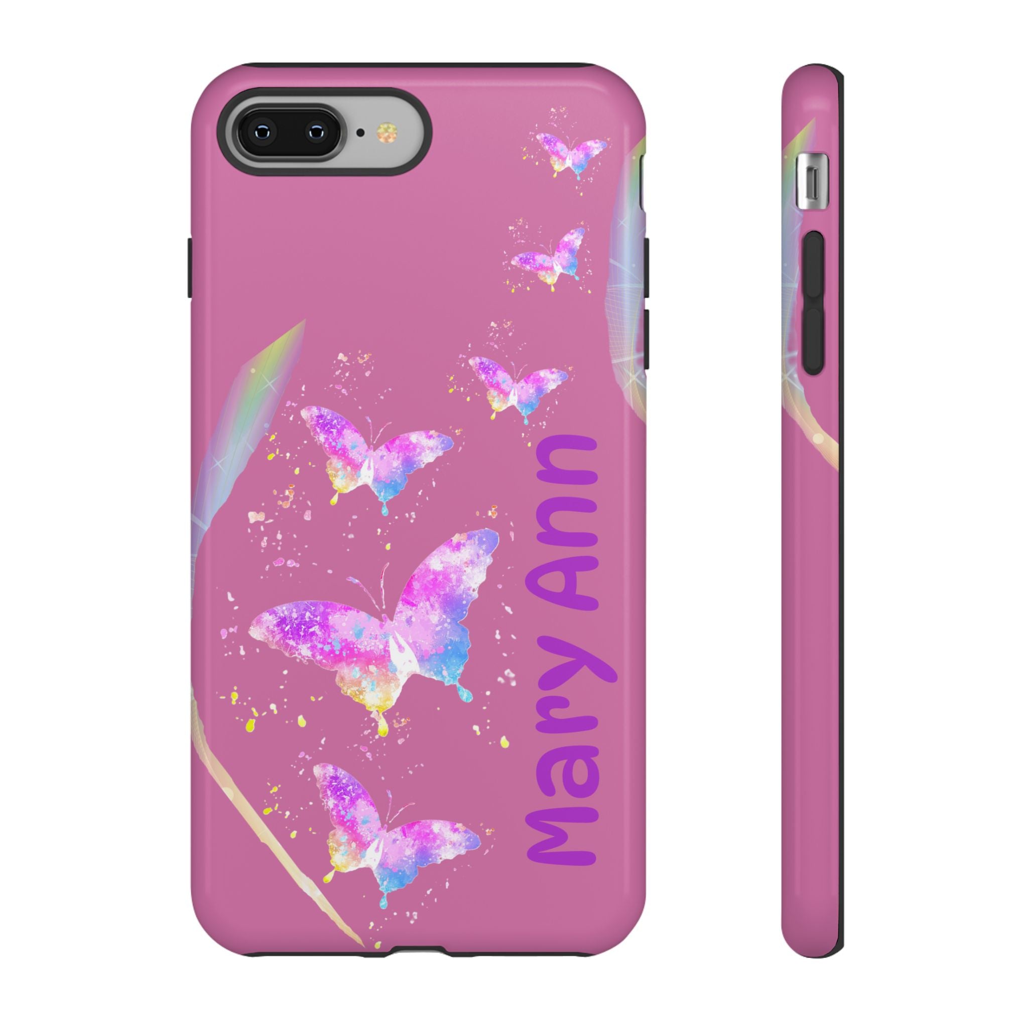 Personalized Butterfly Phone Case, Floral Phone Cover, Customizable Phone Case, Gift for Her, Pastel Decor