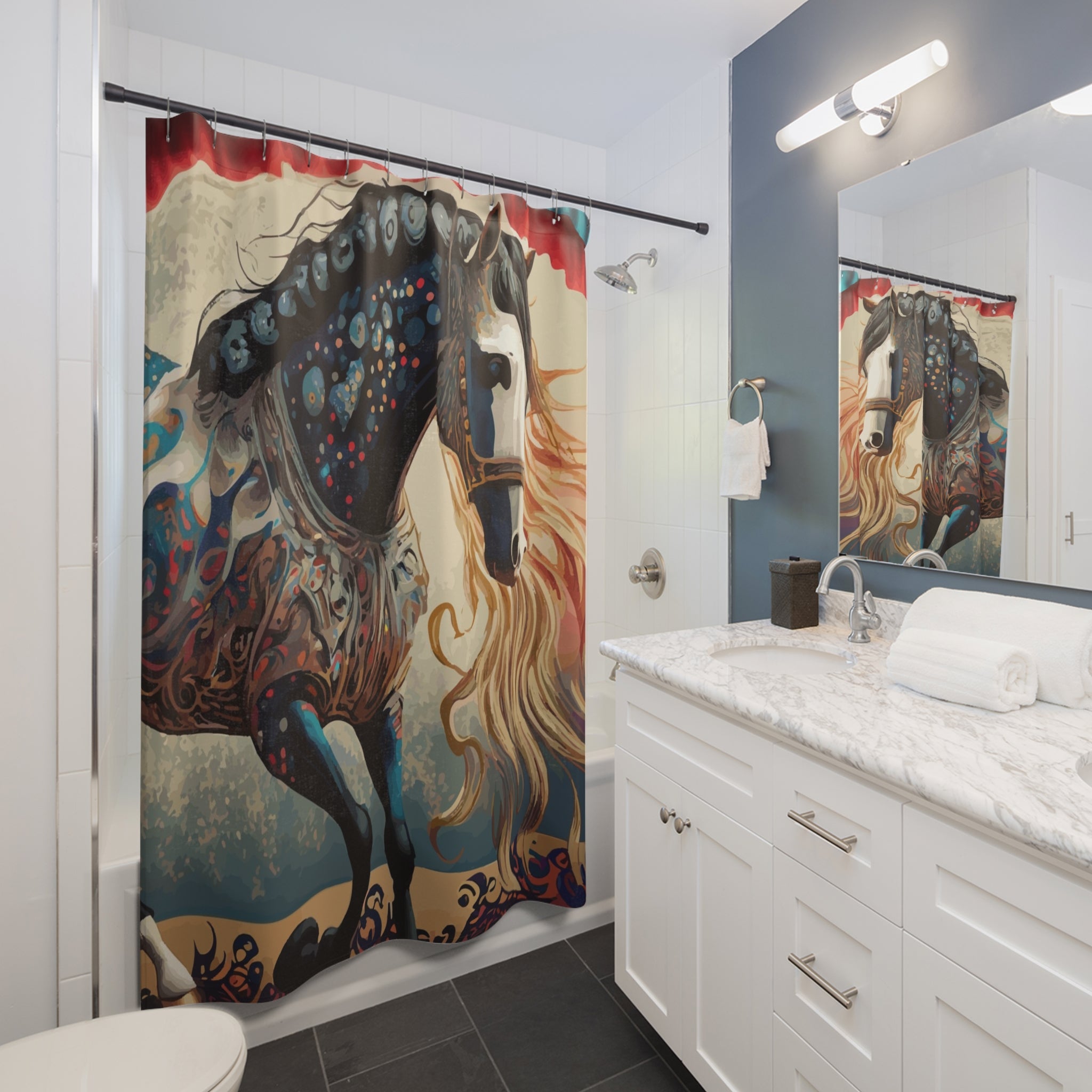 Bejeweled Horse with Long Mane Shower Curtain