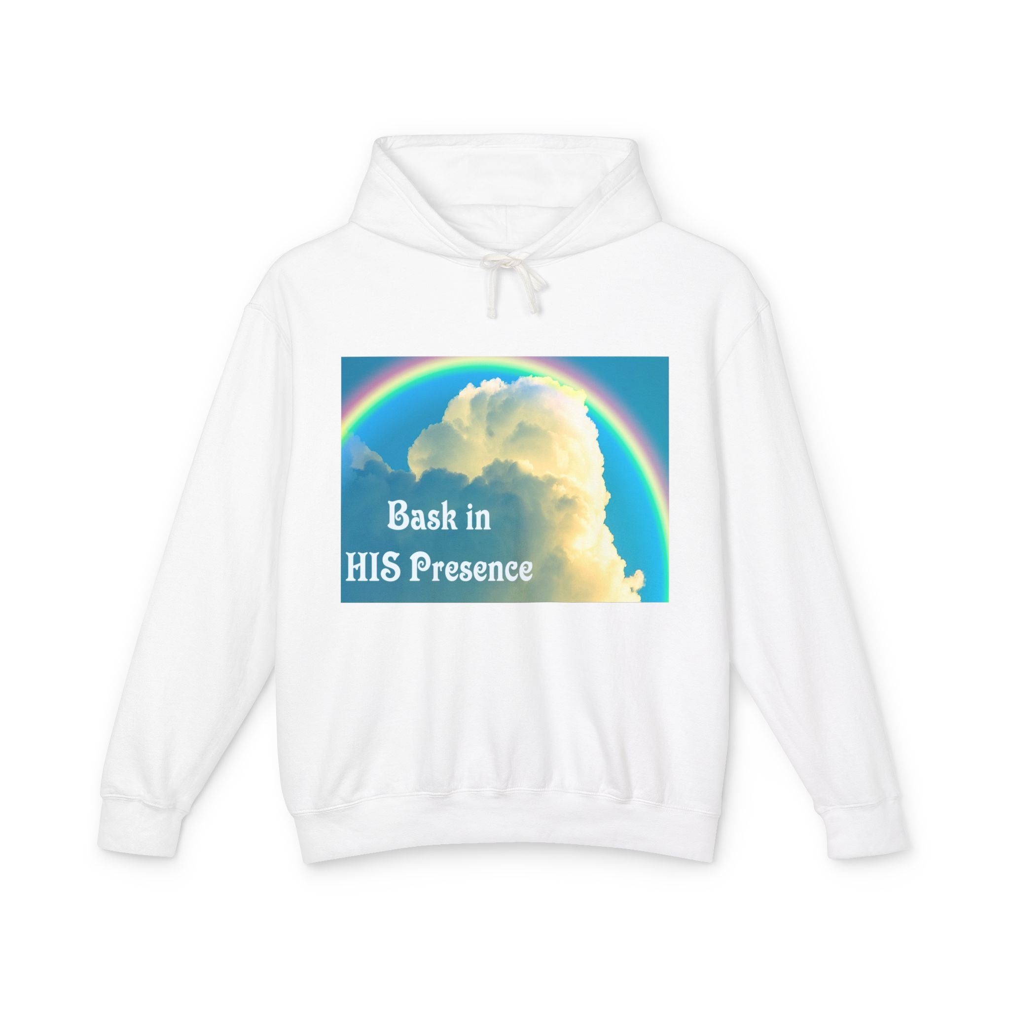 Bask in HIS Presence Clouds and Rainbow Unisex Pullover Hoodie up to 3XL