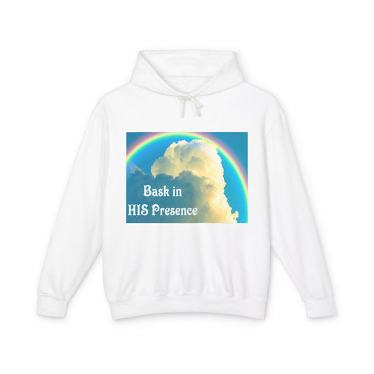 Bask in HIS Presence Clouds and Rainbow Unisex Pullover Hoodie up to 3XL