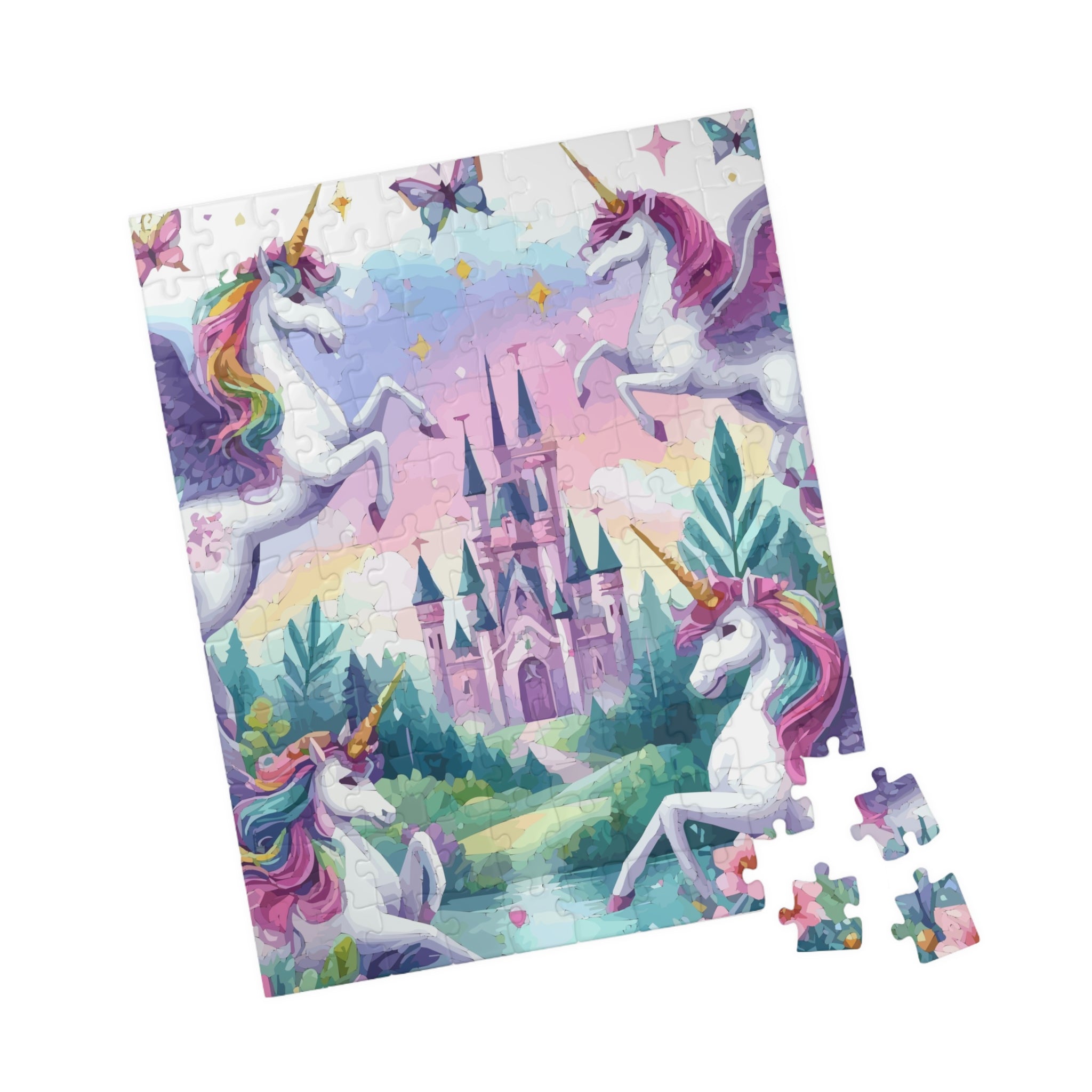 Castle with Flying Unicorns Puzzle (110, 252, 520, 1014-piece)