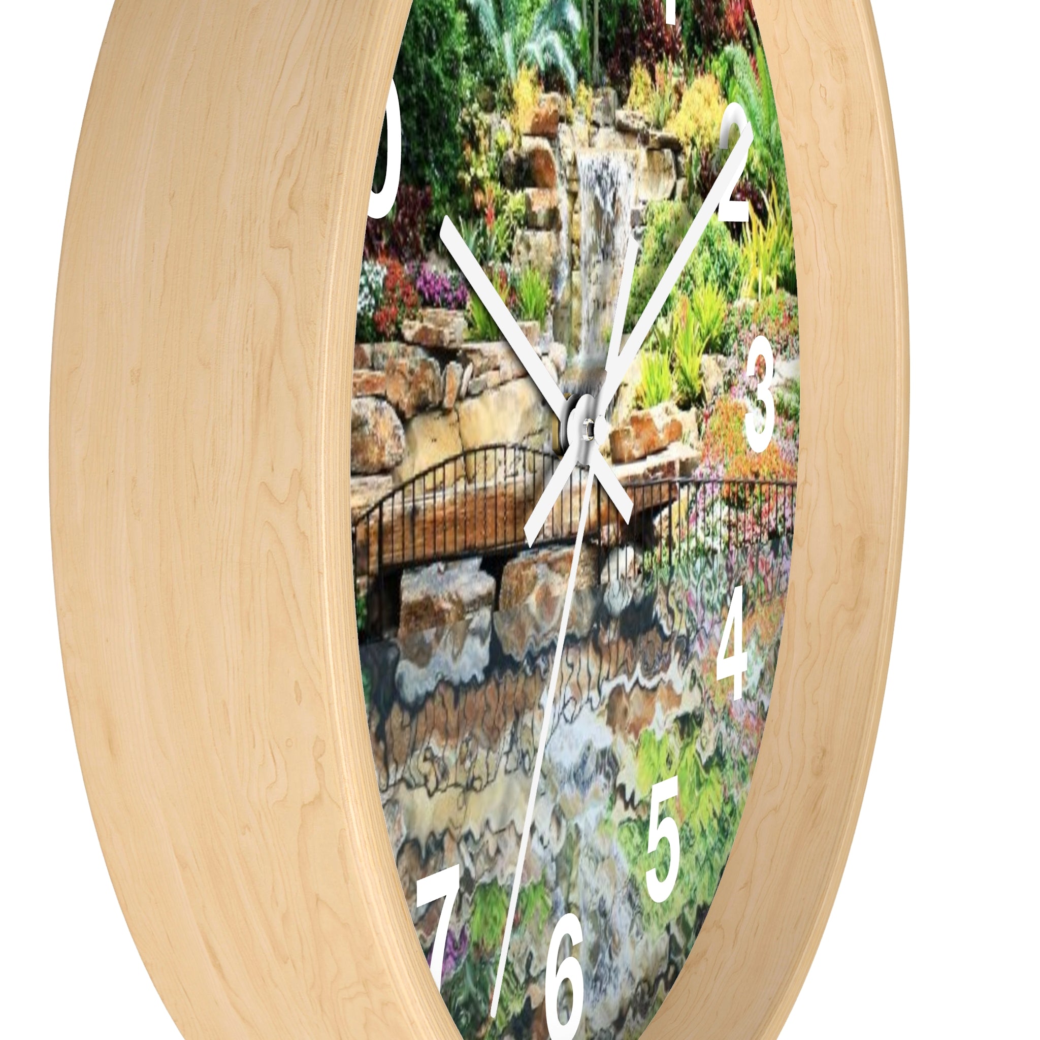 Tropical Waterfall with an Abstract Painting Reflection Wall Clock - Shell Design Boutique