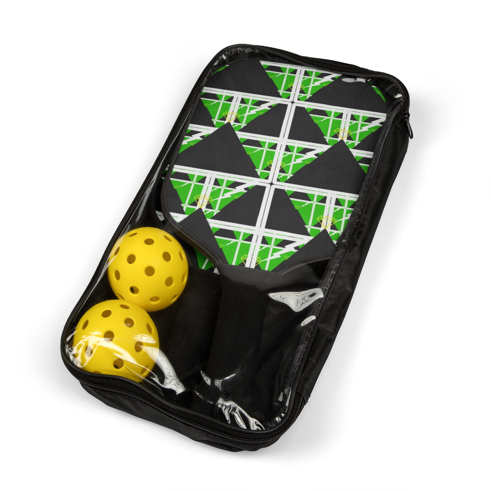 Green Triangle Pattern Pickleball Set