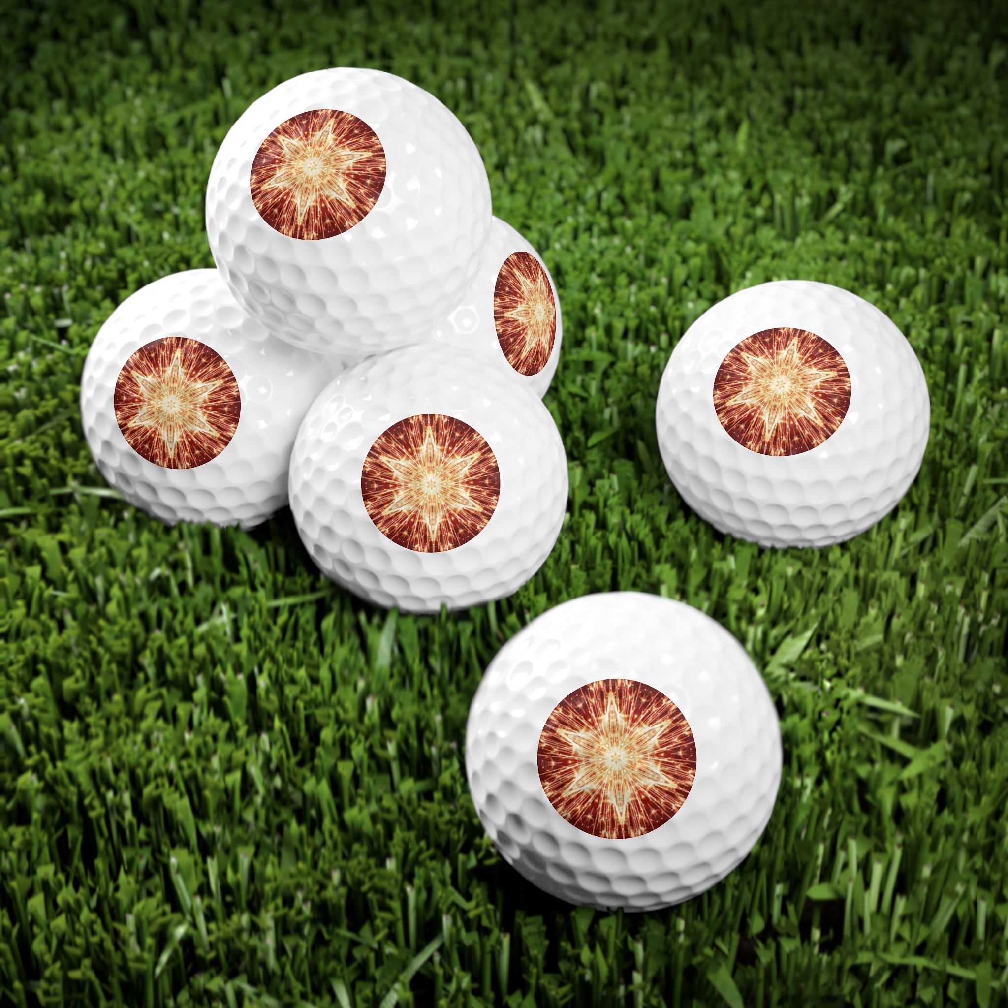 Fiery Stars Golf Balls - 6pcs