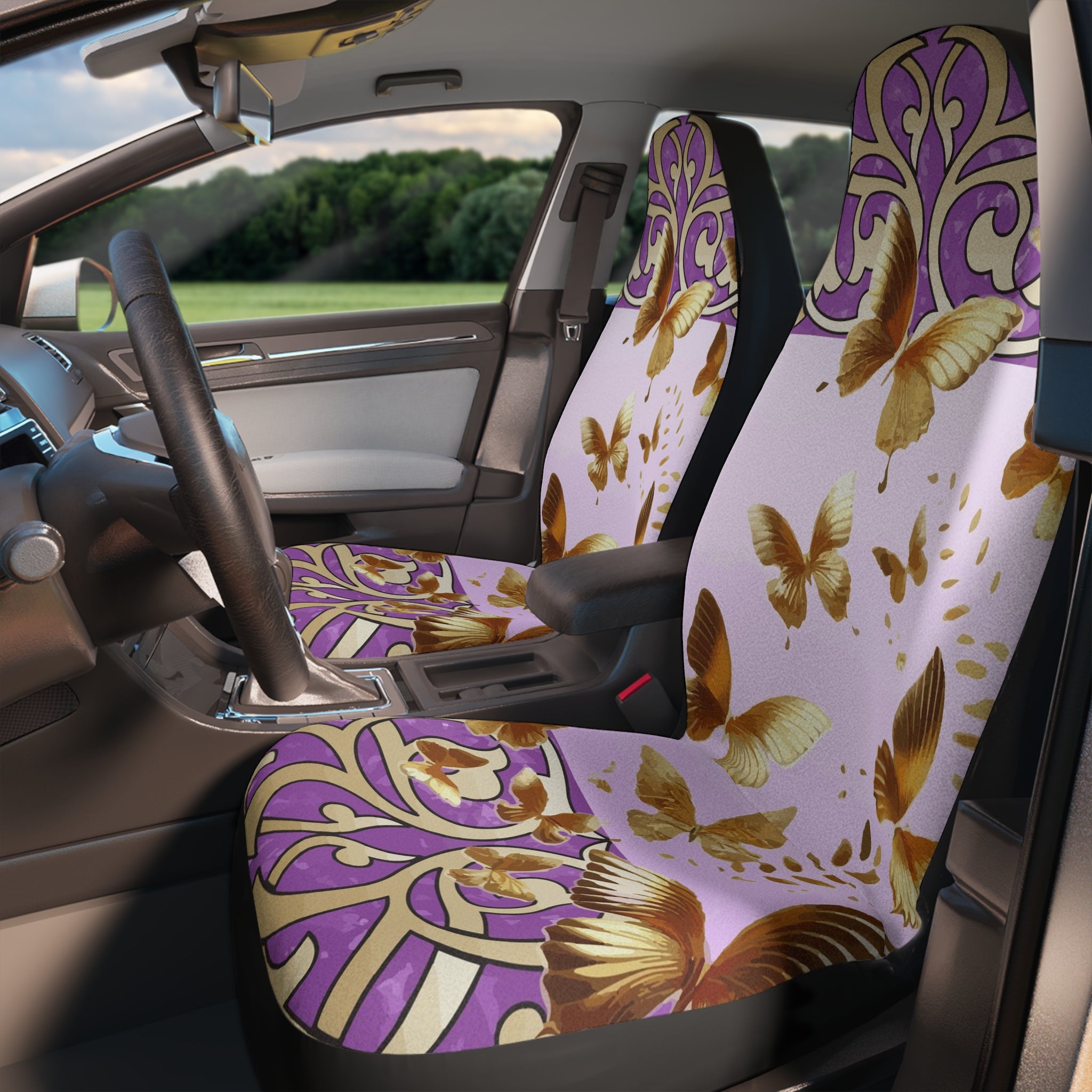 Golden Butterflies Flying Away Car Seat Covers