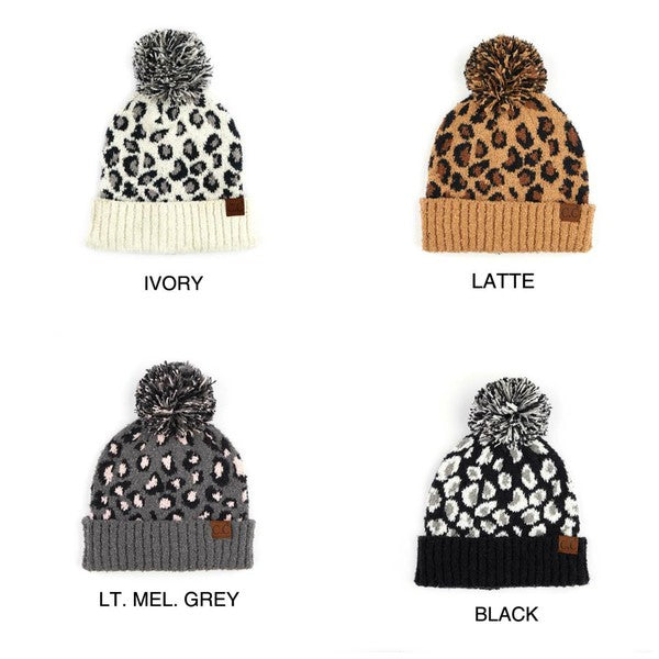 Women's CC Leopard Pom Beanie