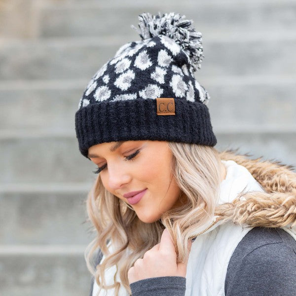 Women's CC Leopard Pom Beanie