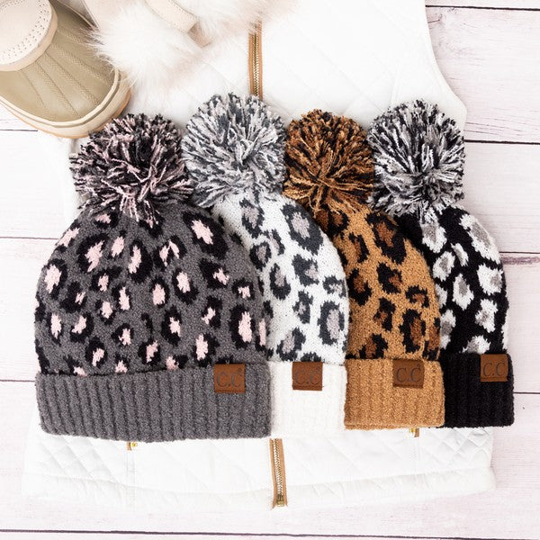 Women's CC Leopard Pom Beanie