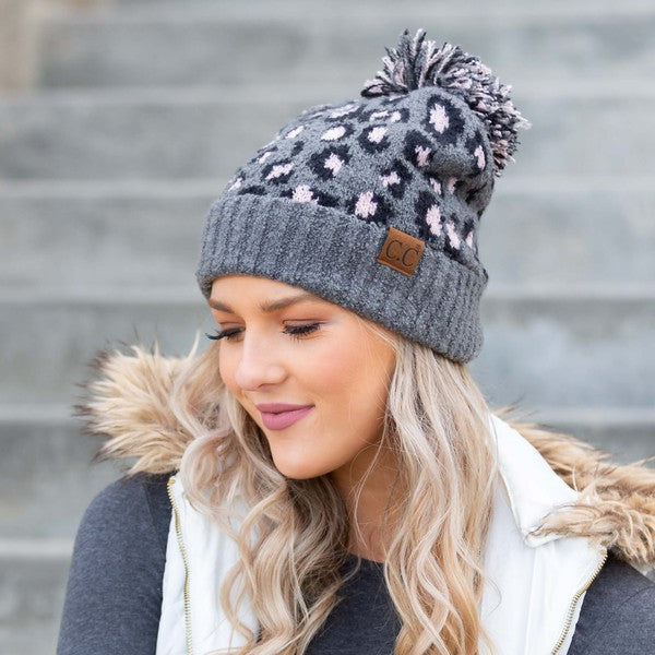 Women's CC Leopard Pom Beanie