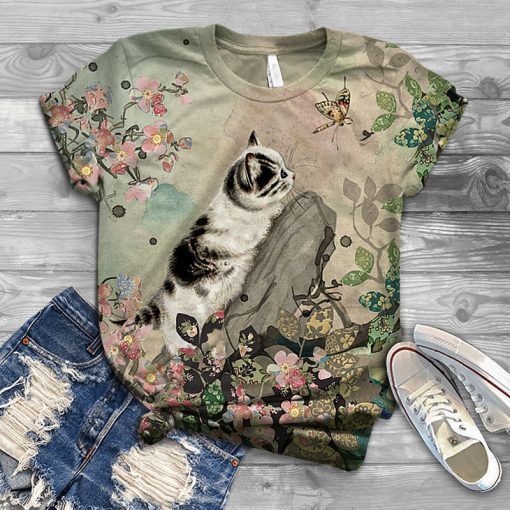 Women's Cat Lover Animal Print Graphic T-shirt