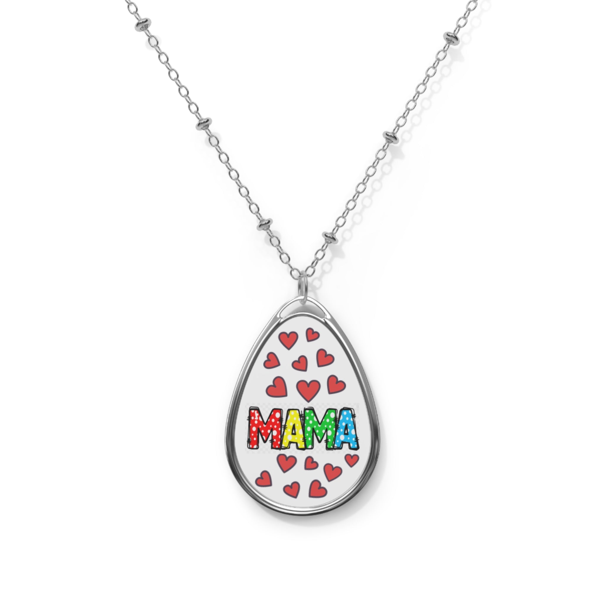 Mama with Hearts Oval Necklace