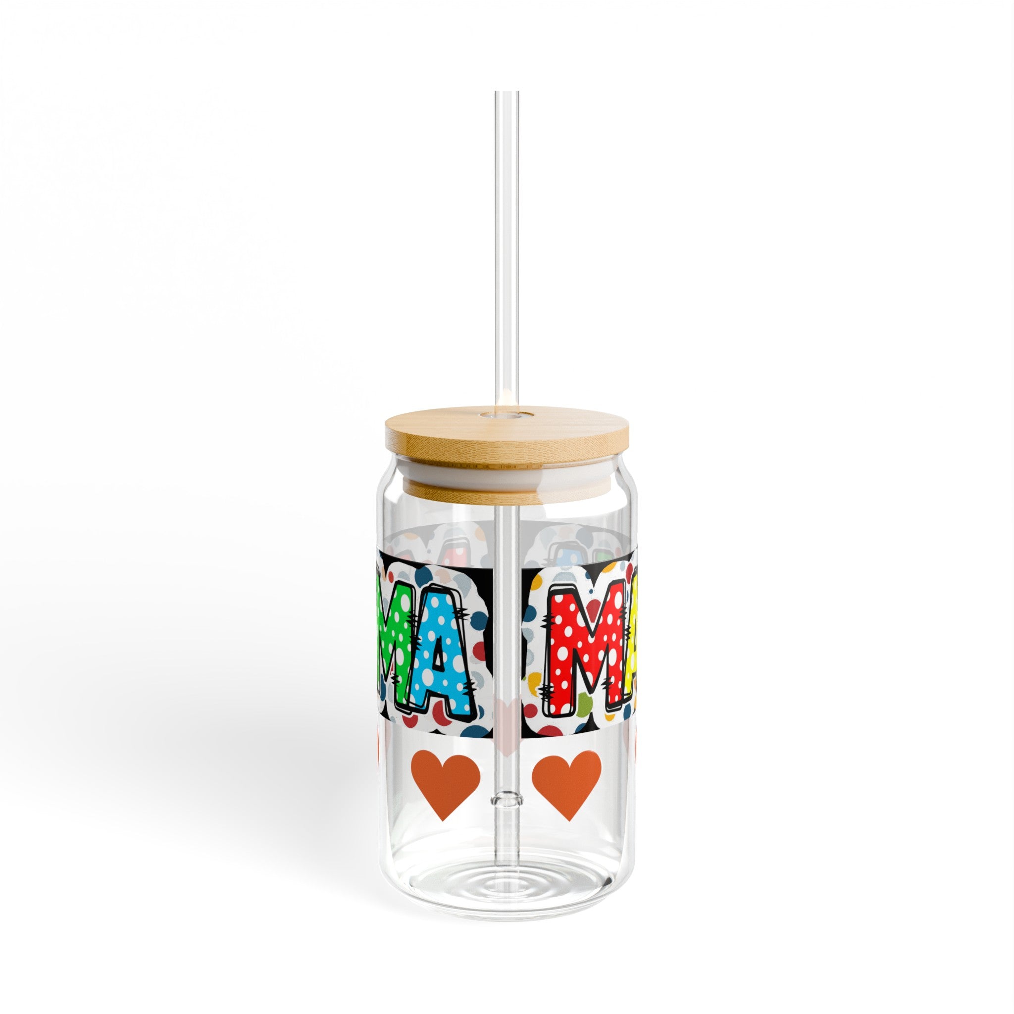 Happy Mother's Day Mama with Hearts Sipper Glass, 16oz