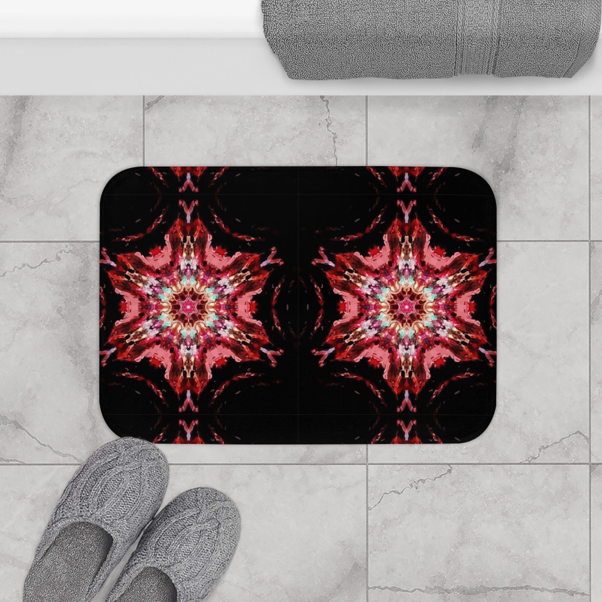 Red Star Pattern Bath Mat