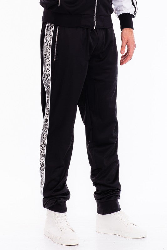 Men's Snake Print Zipper Jacket and Pants Track Suit