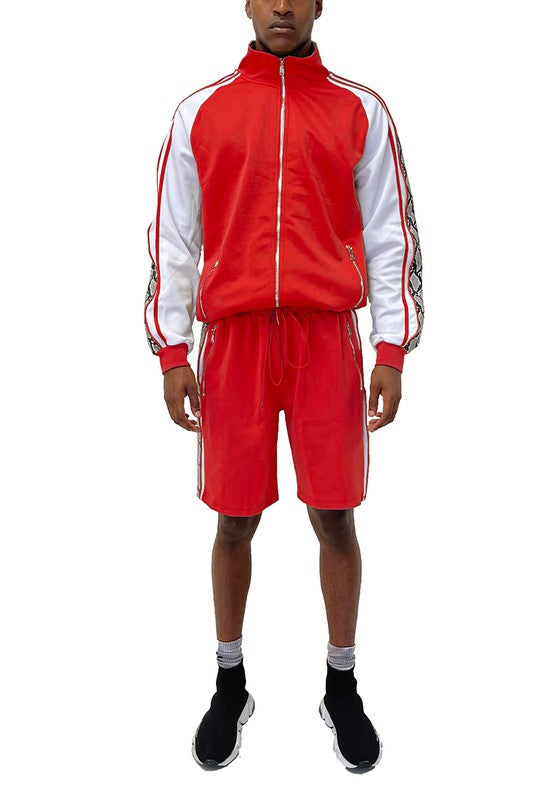 Men's Snake Side Shorts & Jacket 2-piece Track Suit