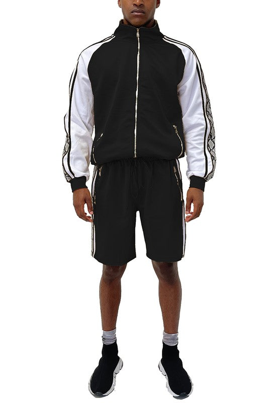 Men's Snake Side Shorts & Jacket 2-piece Track Suit