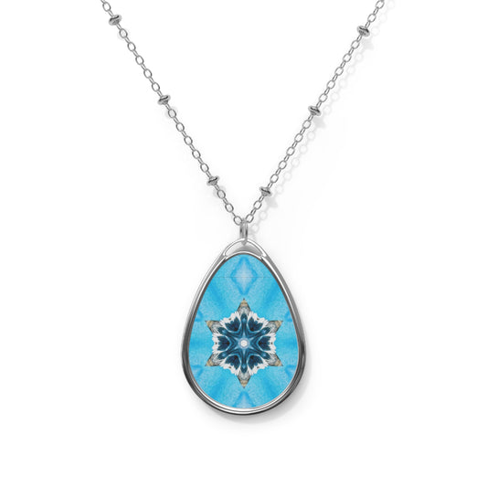 Blue Diamond Pattern Oval Necklace