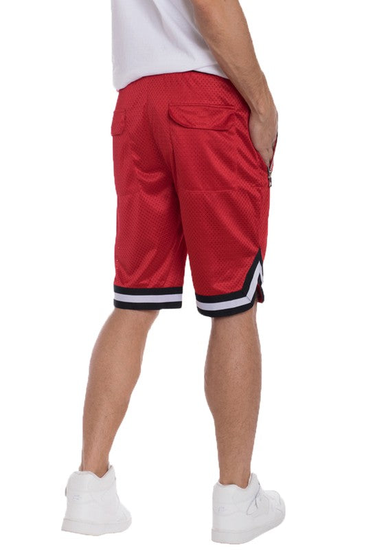 Men's Striped Band Solid Basketball Shorts