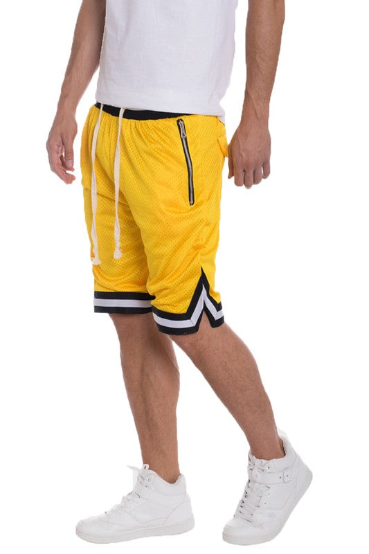Men's Striped Band Solid Basketball Shorts