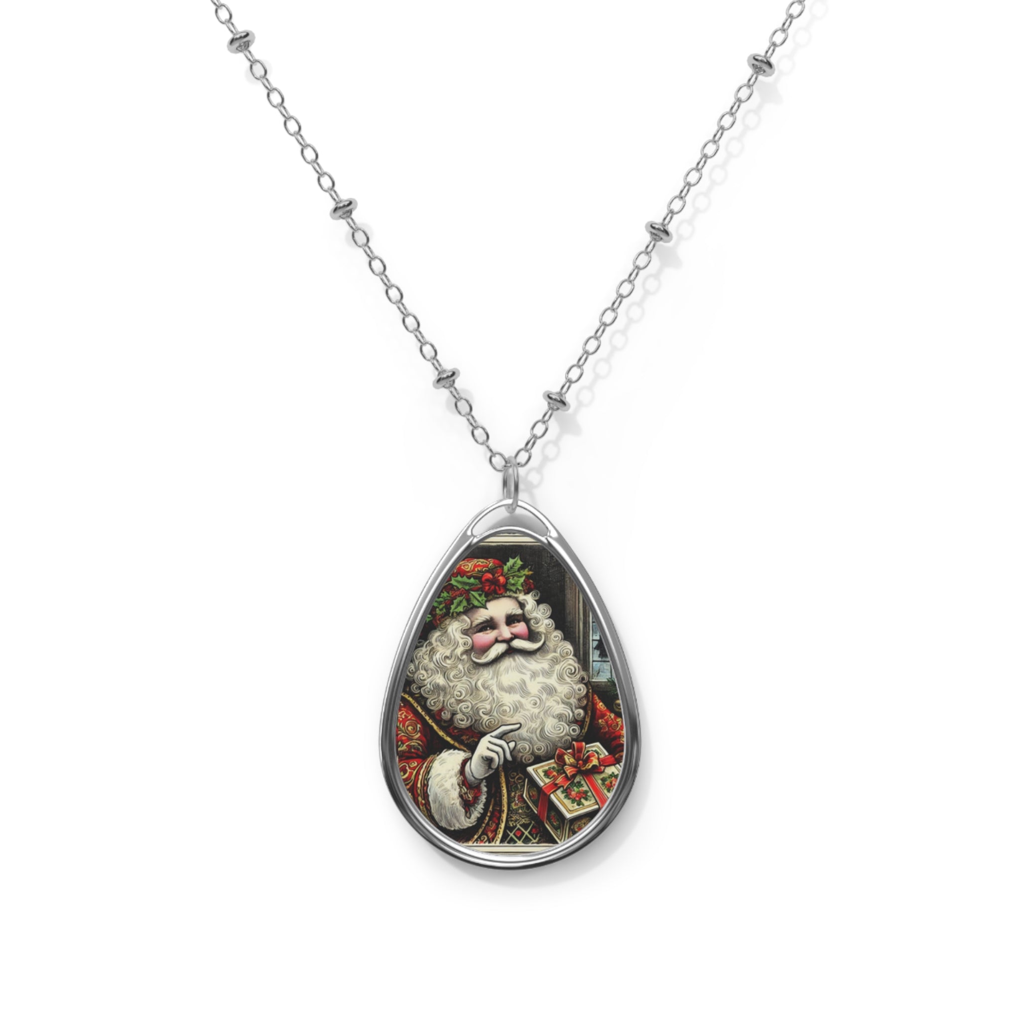 Jolly Ole St Nick Oval Necklace