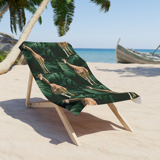 Tall Giraffe Surrounded by Greenery Beach Towel - Shell Design Boutique