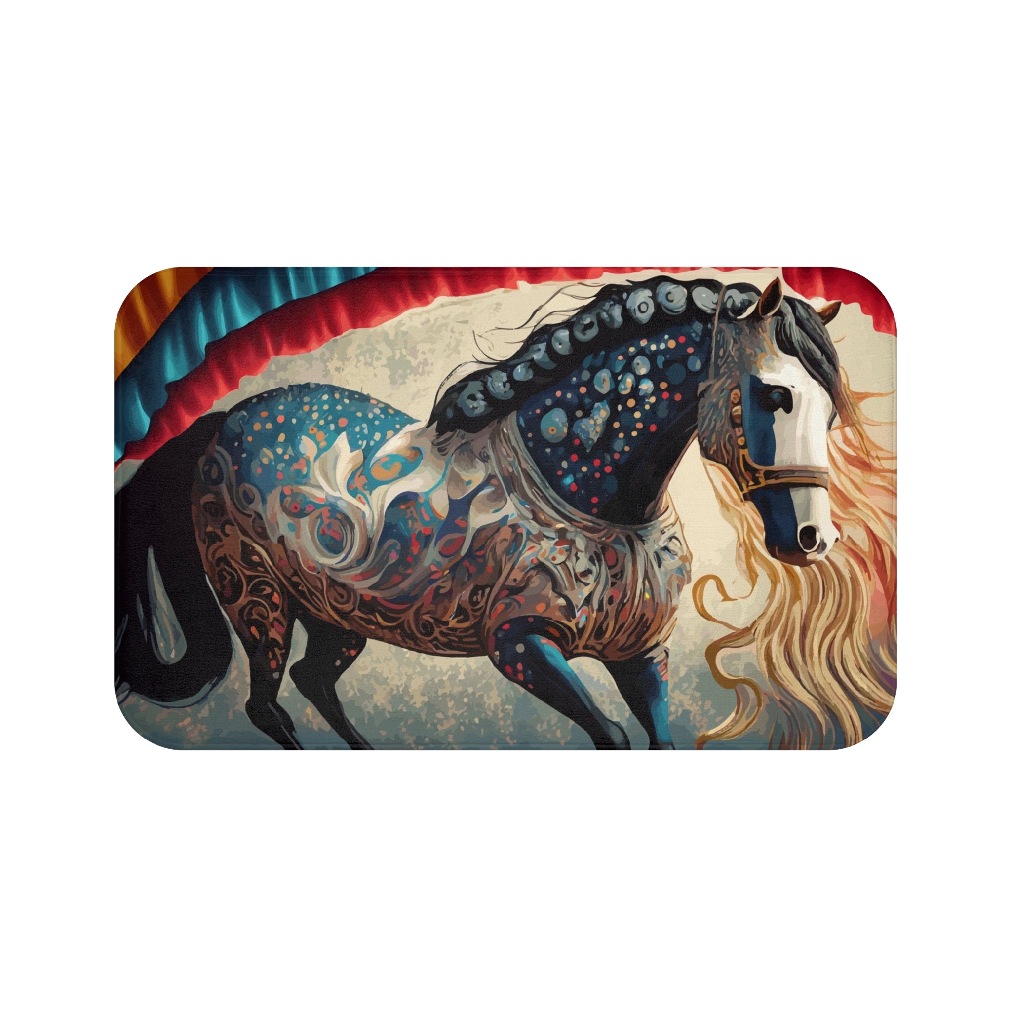 Bejeweled Horse with Long Mane Bath Mat