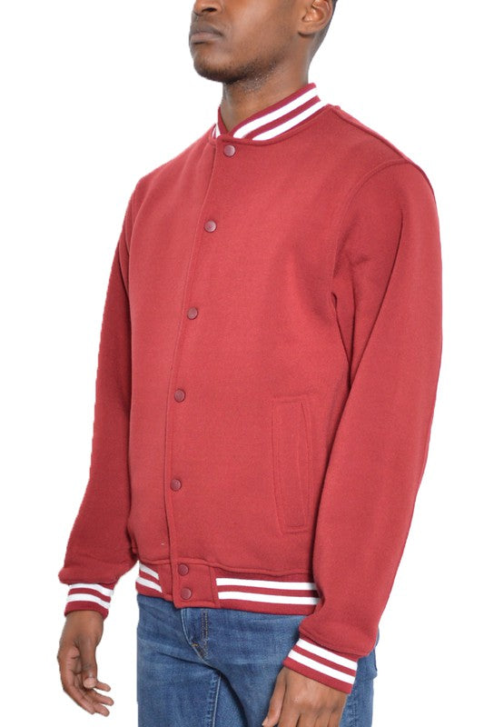 Men's Weiv Fleece Snap Button Varsity Jacket