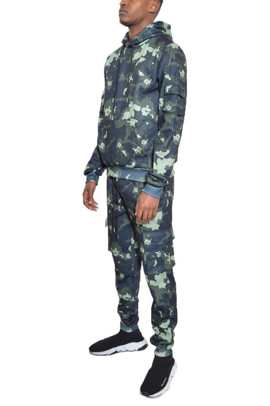 Men's Camo Hoodie & Sweatpants 2-piece Sweat Suit