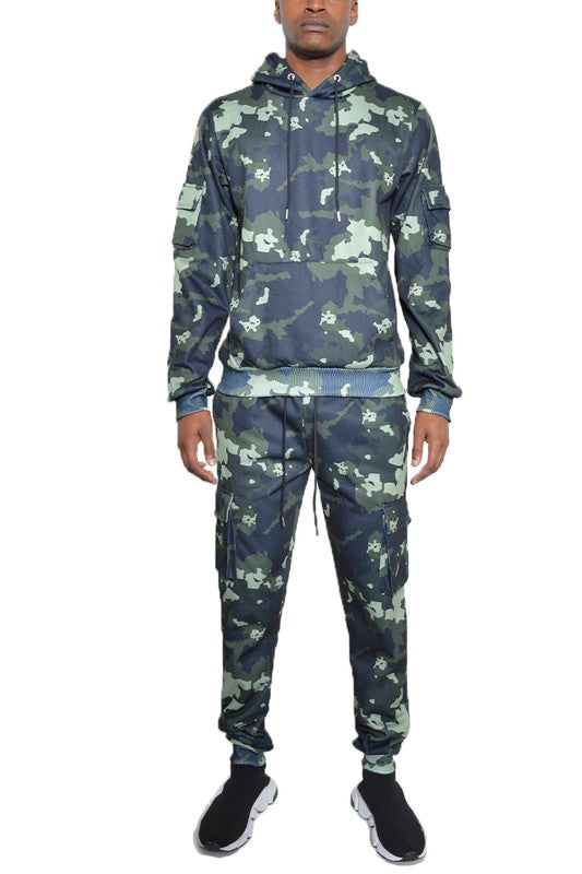 Men's Camo Hoodie & Sweatpants 2-piece Sweat Suit