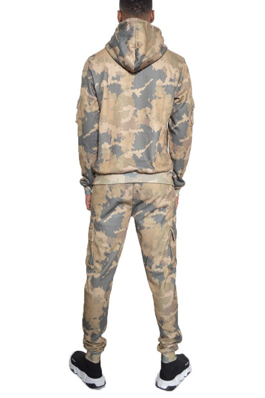 Men's Camo Hoodie & Sweatpants 2-piece Sweat Suit