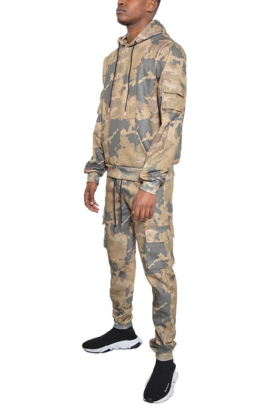 Men's Camo Hoodie & Sweatpants 2-piece Sweat Suit