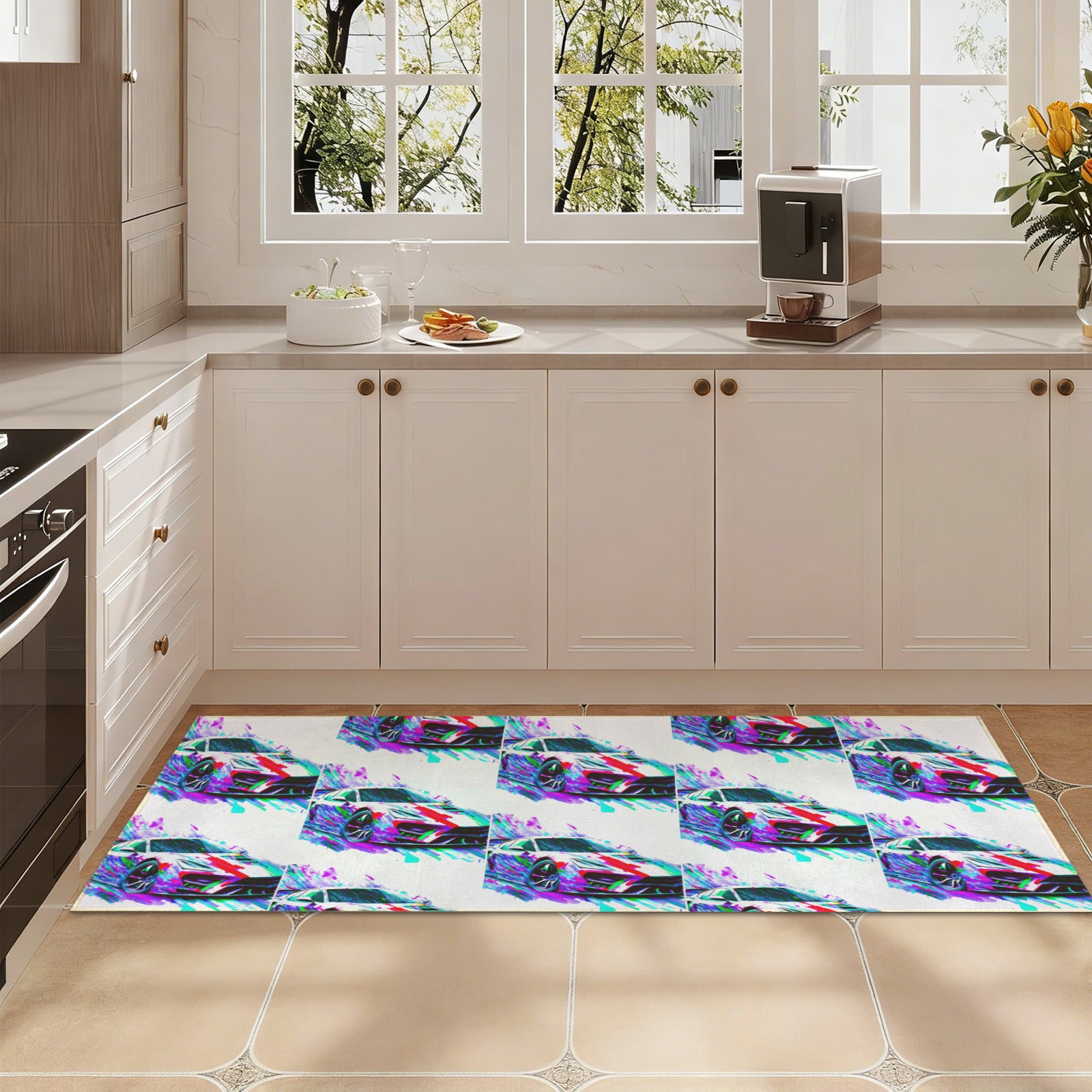 Fast Sports Car Washable Faux Microfiber Runner Rug 60