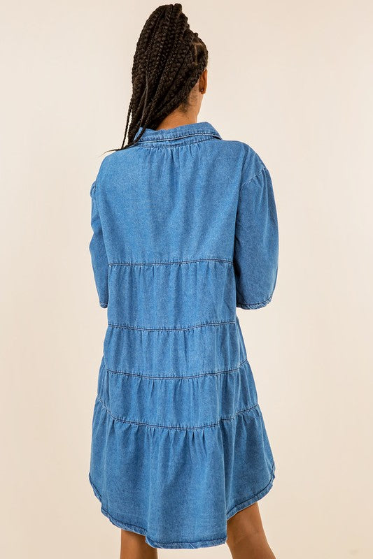 Women's Fashion Denim Short Shirt Dress