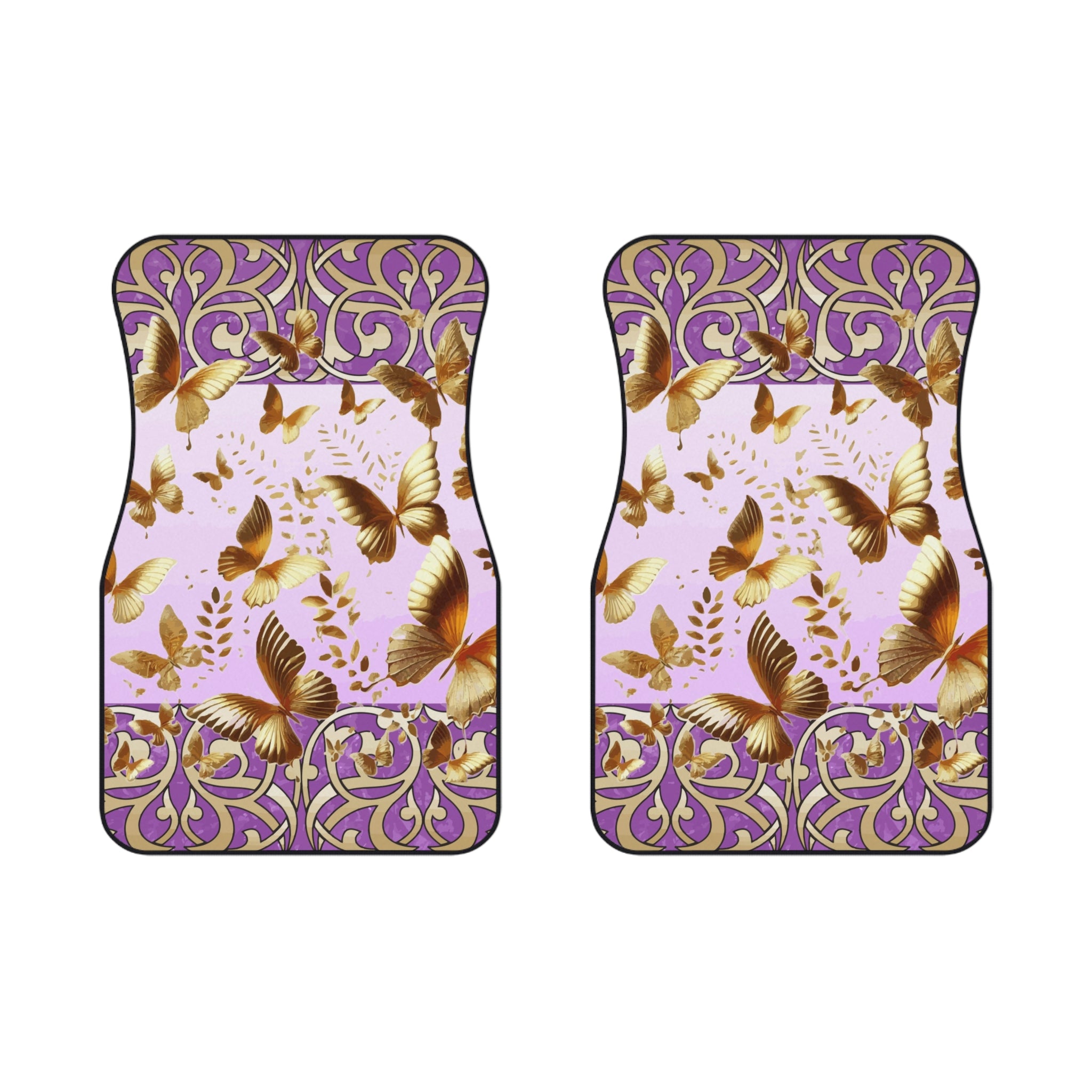 Golden Butterflies Flying Away Car Mats (2x Front)