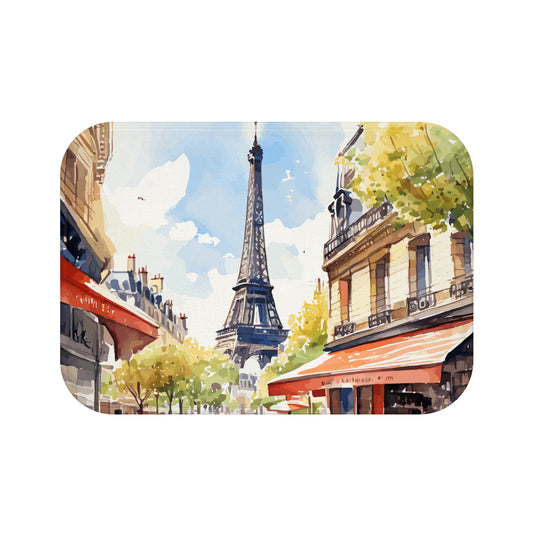 Parisian Dream Painting Bath Mat - Eiffel Tower Design for Home Decor