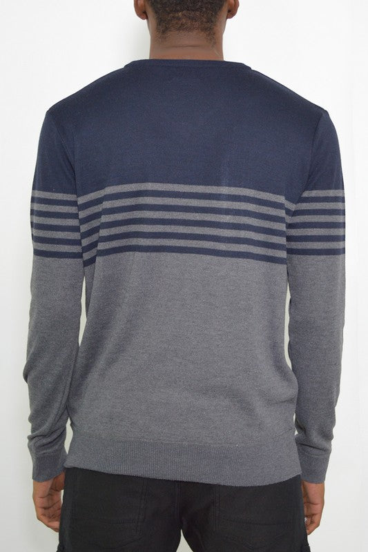 Men's Weiv Knit V-neck Pullover Sweater