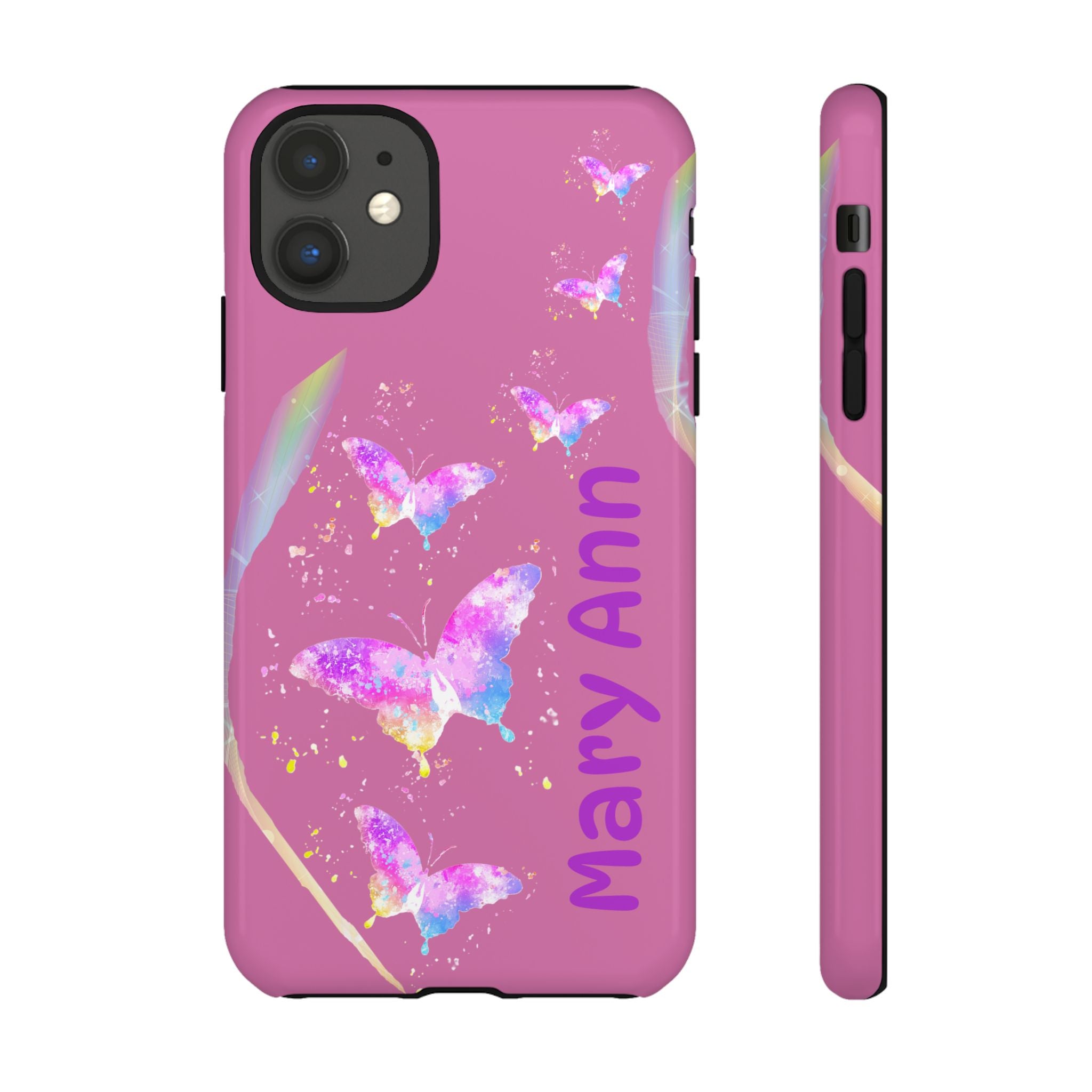 Personalized Butterfly Phone Case, Floral Phone Cover, Customizable Phone Case, Gift for Her, Pastel Decor