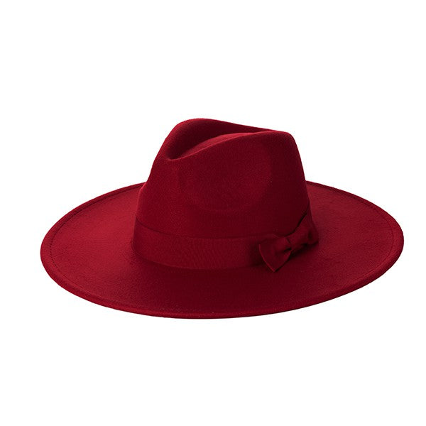 Women's Wide Brim Ribbon Fedora Hat